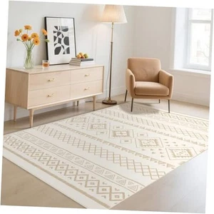 Alfombra lavable de moderna, neutra, antideslizante, de pelo 3 x 5 Torten Crema - Bild 1 von 7