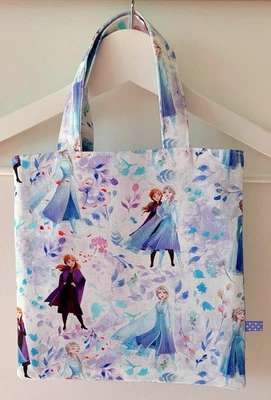 New Elsa Anna Frozen Print Kids Mini Tote Bag Handmade Cotton & Lined - image 1 of 4