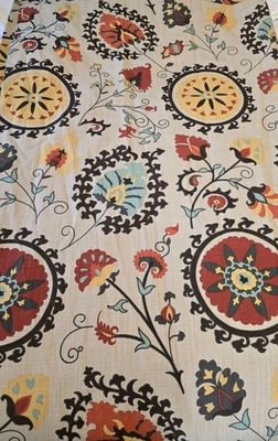 1 Panel Cortina Forrado Algodón Jacobino Medallón Suzani Mercado Mundial 48"X84" Boho Foto 1 de 4