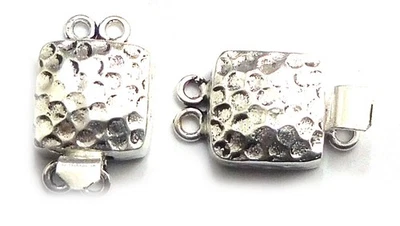 2 Pcs 23X14mm Hammered Box Clasp 2 Strand Antique Silver Plated - Image 1 of 4