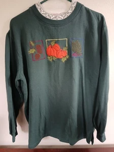 Vintage Bobbie Brooks Pumpkin Fall Turtle Neck Sweater Pullover Women’s Large - Picture 1 of 4