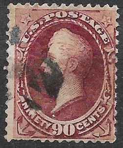 USA 1870 Perry 90c dark carmine Scott #155 nice used stamp see scans - Picture 1 of 2