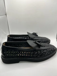 House Of Hounds Herren Größe 9 schwarz geflochtenes Leder Halbschuhe mit Quasten neu ohne Etikett - Bild 1 von 8