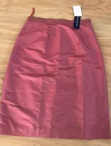 Neu mit Etikett Rena Rowan Größe 14 Damenrock rosa 100 % Seide gerade Bleistiftrock gefüttert - Bild 1 von 6