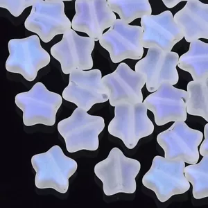50x Rainbow Frosted Glass Stars Beads Spacres Round Wholesale Loose Beads - Picture 1 of 2
