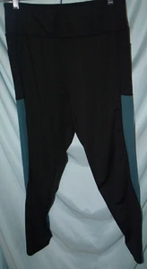 Black Teal High Rise Tapered Leg Pull On Ankle Leggings Size 2XL Juniors (M3P) - Picture 1 of 5
