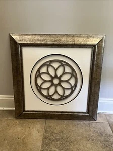 SCHATTENKASTEN gerahmt GOLD 3D METALL Blume SONNE rund KREIS 24x24 *Ecken ansehen* - Bild 1 von 19