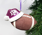 Texas A&M Aggies Santa Hat on Football Resin Christmas Ornament 4''