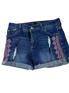 Jordache Denim Shorts Womens Size 16 Embroidered Distressed Stretch - Picture 1 of 8
