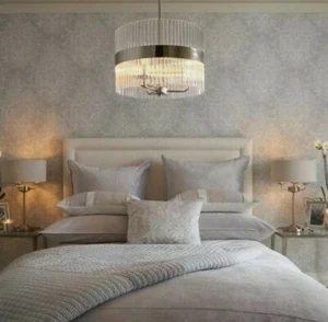 Laura Ashley Maddox Silver Wallpaper Same Batch W092427-A/1 Price Per Roll - Picture 1 of 8