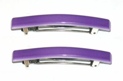 Barrette Classic Hair Clip Set Plain Color Long Thin Rectangle Made in France - Image 1 of 4