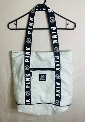 Victoria Secret PINK (Pre-Owned) Tote Bag Frost Mint White XL Size - Image 1 of 4