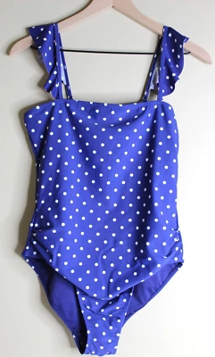 Traje de baño Jones New York para mujer azul marino a lunares de una pieza talla L nuevo Foto 1 de 4