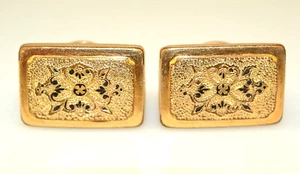 ANTIQUE GOLD FILLED TAILLE D'EPARGNE BLACK ENAMEL RECTANGULAR CUFF BUTTONS - Picture 1 of 3