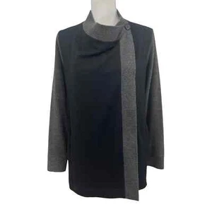 Chaqueta suéter Capote para mujer mediana negra gris cuello capucha frente abierto cárdigan - Imagen 1 de 7