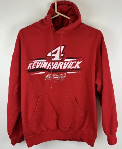 Kevin Harvick #4 Nascar Hoodie Sweatshirt Pullover Red Adult Lrg Budweiser Cover