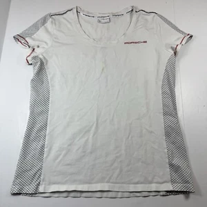 Porsche Motorsport Damen weißes Logo Shirt Rennwagen Größe L fleckig - Bild 1 von 8
