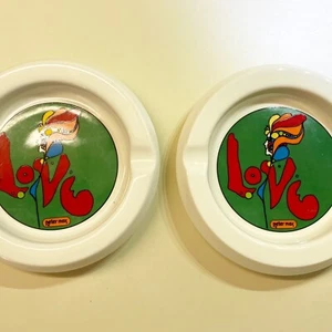 "Cenicero Tobacciana vintage años 60-70 Peter Max iroqués China ""Amor"" cenicero decoración artística - Imagen 1 de 3