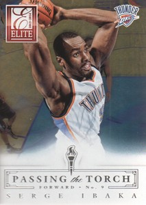 2013-14 Elite Passing The Torch Hawks Basketball Card #12 Dikembe Mutombo/Ibaka