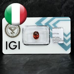 Granato naturale 2.77ct certificato IGI rosso arancio natural garnet no diamante