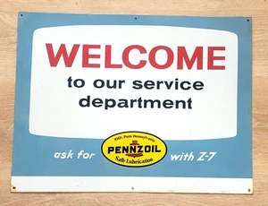 Vintage 1973 PENNZOIL Welcome to our Service Department SIGN - Metal - 24 x 18 - Picture 1 of 10