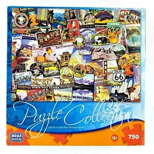 TRAVEL USA 750 Piece Jigsaw Puzzle By Mega Puzzle COMPLETE Puzzle Collection - Picture 1 of 5