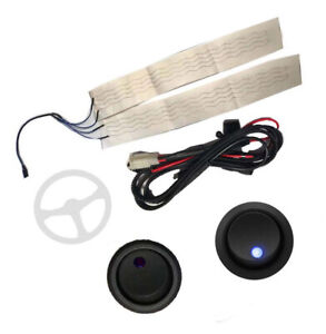 Car Steering Wheel Winter Heat Pad Heater Kit W/Blue LED Light Switch Universal