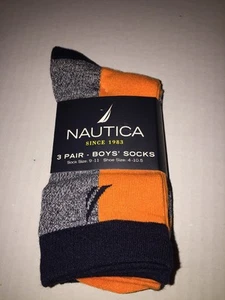 Brand New- Nautica 3 Pair Boys Socks (Size 4c-10.5c) - Picture 1 of 2