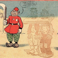 c.1906 Boston Sunday American Happy Hooligan Hold To Heat Postcard Sphinx Hobo