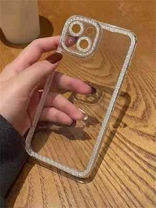 Custodia telefono trasparente decorazione lusso per iPhone 16 15 14 13 12 11 XS Pro Max Plus - Foto 1 di 2