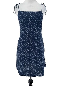 Old Navy Women's Navy Blue Floral Sleeveless Cami Tie Strap Mini Dress Medium - Picture 1 of 6