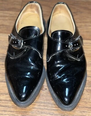Vintage Dr. Martens black patent pointed monk shoes Size 9 England RARE - Image 1 of 4