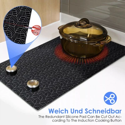 MARKENLOS 78x52cm Induktion Schutzmatte Rutschfest Silikon Induktionskochfeld Kratzschutz
