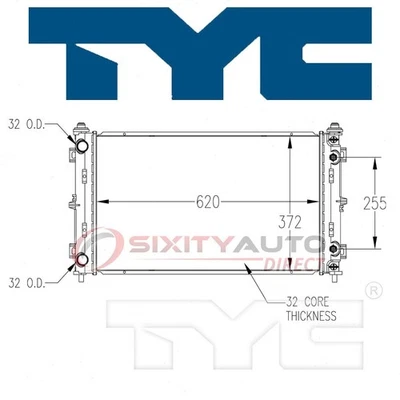 TYC Radiator for 1996-2000 Chrysler Sebring 2.4L 2.5L L4 V6 Cooler Cooling ke Foto 1 de 4