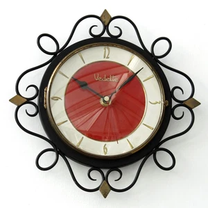 Vintage 26cm Vedette Wall Clock - Retro French Mid Century Ornate Starburst Gift - Picture 1 of 4
