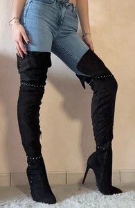 978a Faux-Wildleder Overknee Stiefel mit Strass von Wilady in Gr. 39 - Bild 1 von 3