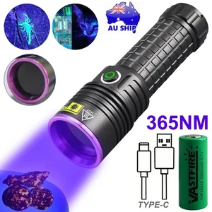 60W 365nm UV LED Flashlight Light Ultraviolet BlackLight Torch USB Rechargeable - Picture 1 of 13