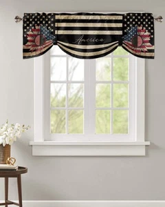 4. Juli Raffbinde Volant für Fenster Schwarz Amerikanische Flagge Patriotische Vorhänge... - Bild 1 von 7