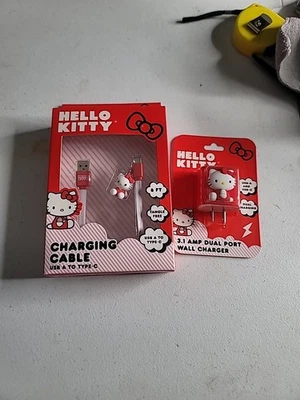 Cable cargador Hello Kitty + cargador de pared de doble puerto ❤️🤍 HK1 Foto 1 de 4