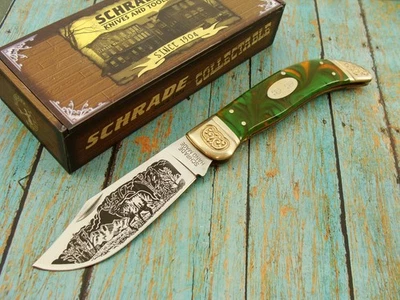 BIG LTD 2009 SCHRADE HAND MADE SCLELK BULL ELK BUFFALO TOE POCKET KNIFE KNIVES - Image 1 of 4