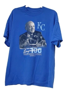 Kansas City Royals Adult L Shirt Ewing Kauffman Memorial 1916-2016 EMK 100 Blue - Picture 1 of 7