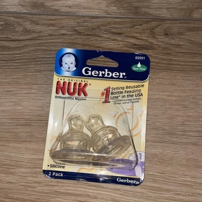 Gerber NUK Orthodontic Silicone Bottle Nipples Narrow Newborn Slow Flow NOS NEW - Image 1 of 3