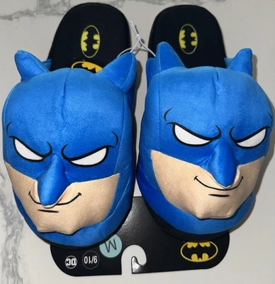 Batman Plush Slippers Mens Medium 9/10 New Blue - Image 1 of 2
