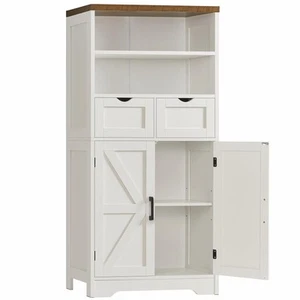 Farmhouse Storage Cabinet with Doors & 2 Drawers, Kitchen Pantry Storage Cabi... - Picture 1 of 7