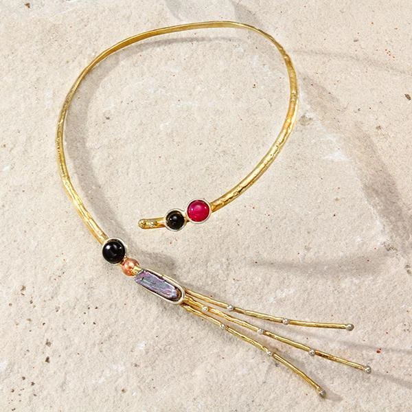 Nuevo collar envolvente de pavo real multipiedra Tara Mesa 3,37 ctw Foto 1 de 1