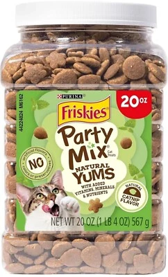 Friskies Party Mix Cat Treats, Natural Yums Catnip Flavor Snacks, 20 Oz. Ex 1/26 - Image 1 of 4