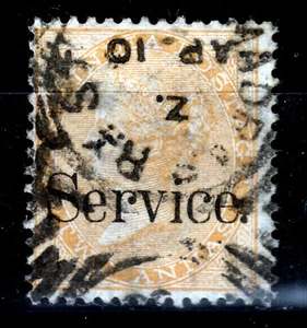 India servicio 18, O, 2 A. amarillo, Victoria con servicio de impresión - Imagen 1 de 1