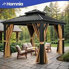 10'x10' Outdoor Gazebo Hardtop Shelter Double Roof Galvanized Steel W/ Curtains
