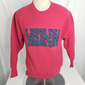Vtg 90s Wisconsin Plaid Crewneck Sweatshirt Sz L Reverse Weave Sewn Red - Picture 1 of 6