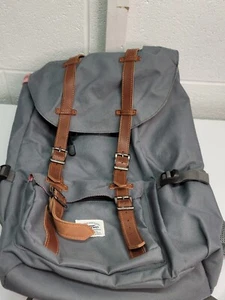 Kaukko Gray Canvas/Leather Travel Backpack Laptop Carry Bag Hiking Camping - Picture 1 of 15